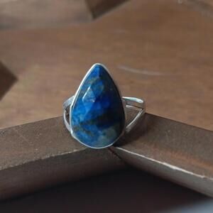 Faceted Teardrop Lapis Lazuli Ring